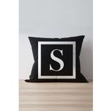 Cango Home Harfli Kırlent Yastık Kılıfı - S Harfi - 43x43 cm