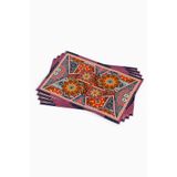 Cango Home Kahverengi Çok Renkli Etnik Vintage Desenli Dijital Baskılı Amerikan Servisi 4'lü Set Otyk450-as