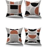 Cango Home Kahverengi Siyah Bohem Iskandinav Desenli 4lü Dijital Baskılı Kırlent Kılıfı Seti - 4KMBS296 - 43 x 43 cm