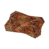 Cango Home Kahverengi Turuncu Zebra Leopar Desenli Dijital Baskı Amerikan Servisi 4lü Set Cgh350-As - 30 x 45 cm