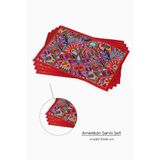 Cango Home Kırmızı Etnik Motifli Vintage Desenli Dijital Baskı Amerikan Servisi 4'lü Set CGH1398-AS