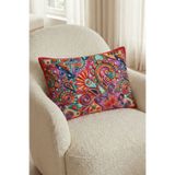 Cango Home Kırmızı Etnik Motifli Vintage Desenli Dijital Baskılı Dikdörtgen Kırlent Kılıfı CGH1398-3550
