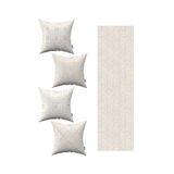 Cango Home Krem Beyaz Bohem Iskandinav Geometrik Desenli 4'lü Kırlent Kılıfı 1 Runner Seti 4kmbs290-rs-4