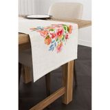 Cango Home Krem Çok Renkli Kalp Desenli Dijital Baskılı Runner Cgh1006-rn