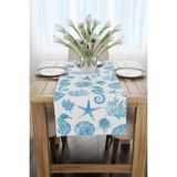 Cango Home Mavi Beyaz Marin Desenli Dijital Baskılı Runner CGH636 - 40 x 140 cm