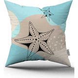 Cango Home Mavi Krem Marin Desenli Dijital Baskılı Kırlent Kılıfı CGH1185 - 43 x 43 cm