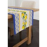 Cango Home Mavi Sarı Dekoratif Limon Desenli Dijital Baskılı Runner CGH1050-RN - 40 x 140 cm