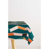 Cango Home Mavi Turuncu Modern Figürlü Masa Örtüsü CGH176-MS - 140 x 170 cm