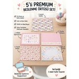 Cango Home Premium 5'li Yıkanabilir 35X45CM Beslenme Örtüsü Seti Okul ve Bebek Için Uygundur 5CGBS100 - Pembe