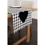 Cango Home Siyah Beyaz Ekose Kalp Desenli Dijital Baskılı Runner Cgh1008-rn