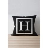 Cango Home Siyah Beyaz Harf Desenli Petek Kumaş Dekoratif Kırlent Kılıfı 43x43 cm – Şık ve Modern - 43 x 43 cm - Renkli