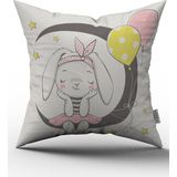 Cango Home Tavşan Kız Yastık Kırlent Kılıfı - 43 x 43 cm - Renkli