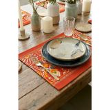 Cango Home Turuncu Etnik Motif Kilim Desenli Dijital Baskılı Amerikan Servisi 4'lü Set CGH1376-AS