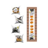 Cango Home Turuncu Halloween Balkabağı Desenli 4'lü Kırlent Kılıfı 1 Runner Seti 4kmbs133-rs