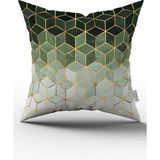 Cango Home Yeşil Altın Mozaik Desenli Dijital Baskılı Kırlent Kılıfı CGH925 - 43 x 43 cm - Renkli