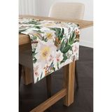 Cango Home Yeşil Beyaz Çiçekli Desenli Dijital Baskılı Runner Cgh310-rn