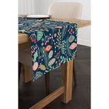 Cango Home Yeşil Çok Renkli Yılbaşı Temalı Dijital Baskılı Runner CGH294-RN - 40 x 140 cm