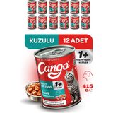 Cango Kuzu Etli Yetişkin Yaş Kedi Maması 415 gr 12'li Premium Kalite Lezzet