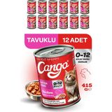Cango Premium Tavuklu Yavru Yaş Kedi Maması 415 GR 12LI Lezzetli ve Besleyici