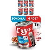 Cango Somonlu Yetişkin Yaş Kedi Maması 415 gr 6'lı Premium Kalite Lezzetli Mama
