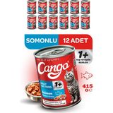 Cango Somonlu Yetişkin Yaş Kedi Maması Premium 415 gr 12 lı Lezzetli Besin İçeriği
