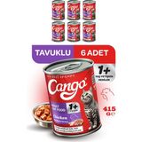 Cango Tavuklu Yaş Kedi Maması Premium 415 gr 6lı Yavru İçin Besleyici Lezzet