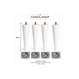 cangül ahşap 24 cm beyaz konik ayak puf,tabure,tv ünite (aparatlı)