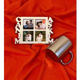 Canım Aşkım 4 Fotoğraf Standlı Mdf Gümüş Çerçeve Ve Gümüş Kupa Set