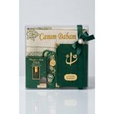 Canım Babam - Babalar Günü Hediyesi - Hediyelik Kişiye Özel İsimli Seccade Seti - Yasin Kitabı, Tesbih, Zikirmatik, Esans - Yeşil