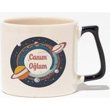 Canım Oğlum Baskılı Doğum Günü Hediyelik Baskılı Siyah Kulplu Modern Seramik Kupa