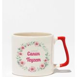Canım Teyzem Baskılı Doğum Günü Hediyelik Baskılı Kırmızı Kulplu Modern Seramik Kupa