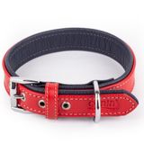 Canini Collar Hakiki Flotter Deri Köpek Tasması, Çift Katlı Deri, Ultra Dayanıklı Tasma (Lacivert-Kırmızı, S)