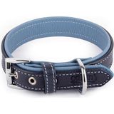 Canini Collar Hakiki Flotter Deri Köpek Tasması, Çift Katlı Deri, Ultra Dayanıklı Tasma (Mavi-Lacivert, M)