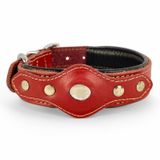 Canini Collar Hakiki Klasik Deri Airtag Uyumlu Köpek Tasması – Dayanıklı, Konforlu ve Şık Tasarım, Airtag Bölmeli Gerçek Deriden Köpekler İçin Tasma (Kırmızı, S)
