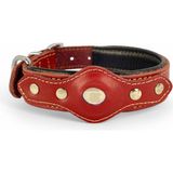 Canini Collar Hakiki Klasik Deri Airtag Uyumlu Köpek Tasması – Dayanıklı, Konforlu ve Şık Tasarım, Airtag Bölmeli Gerçek Deriden Köpekler İçin Tasma (Kırmızı, XS)