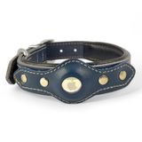 Canini Collar Hakiki Klasik Deri Airtag Uyumlu Köpek Tasması – Dayanıklı, Konforlu ve Şık Tasarım, Airtag Bölmeli Gerçek Deriden Köpekler İçin Tasma (Lacivert, M)