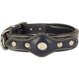 Canini Collar Hakiki Yağlı Deri Airtag Uyumlu Köpek Tasması – Dayanıklı, Konforlu ve Şık Tasarım, Airtag Bölmeli Gerçek Deriden Köpekler İçin Tasma (Lacivert, XL)
