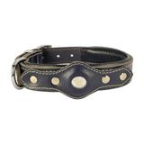 Canini Collar Hakiki Yağlı Deri Airtag Uyumlu Köpek Tasması – Dayanıklı, Konforlu ve Şık Tasarım, Airtag Bölmeli Gerçek Deriden Köpekler İçin Tasma (Lacivert, XXS)