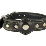 Canini Collar Hakiki Yağlı Deri Airtag Uyumlu Köpek Tasması – Dayanıklı, Konforlu ve Şık Tasarım, Airtag Bölmeli Gerçek Deriden Köpekler İçin Tasma (Siyah, L)