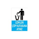 Canis Etiket Çöpleri Çöp Kutusuna Atınız Alüminyum - 35 x 50 cm