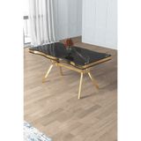 Canisa 90x160 Lak Panel Yemek Masası Gold Ayak