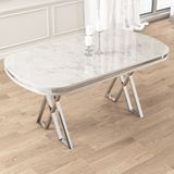 Canisa Afe Serisi 90X168 cm Lak Panel Beyaz Mermer Desen Krom Ayak Masa