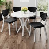 Canisa Agnes Serisi 90 x 90 Yuvarlak Beyaz Masa Takımı ve 4 Siyah Sandalye - 90x90