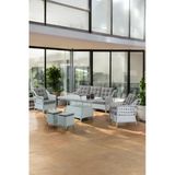 Canisa Akasya Serisi 1. Sınıf 3+1+1+2 Puf Beyaz Rattan Gri Minder Bahçe Takımı, Balkon Takımı
