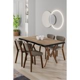 Canisa Akort Serisi MDF Sabit 80x130 Atlantik Çam Mutfak Masası Takımı 4 Cappucino Sandalye