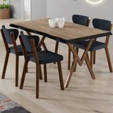 Canisa Akort Serisi Mdf Sabit 80X130 Atlantik Çam Mutfak Masası Takımı 4 Sandalye - Antrasit