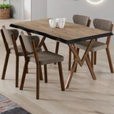 Canisa Akort Serisi Mdf Sabit 80X130 Atlantik Çam Mutfak Masası Takımı 4 Sandalye - Cappuccino