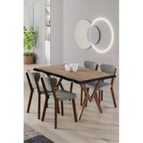 Canisa Akort Serisi Mdf Sabit 80X130 Atlantik Çam Mutfak Masası Takımı 4 Sandalye - Gri