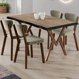 Canisa Akort Serisi Mdf Sabit 80X130 Atlantik Çam Mutfak Masası Takımı 4 Sandalye - Krem