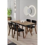 Canisa Akort Serisi Mdf Sabit 80X130 Atlantik Çam Mutfak Masası Takımı 4 Sandalye - Siyah